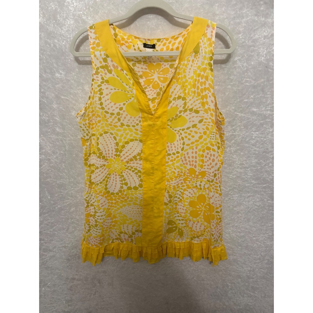 J.Crew Yellow Cotton Mini Dress Tunic Top Ruffle Hem Beach Resort Boho CoverUp M
